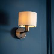 Deland White Fabric Shade Wall Light In Bronze