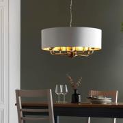 Hixson 8 Light White Fabric Pendant Ceiling Light In Brass