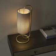 Kirkland Cylindrical Grey Fabric Shade Table Lamp In Brass