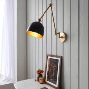 Laramie Matt Black Shade Wall Light In Antique Brass