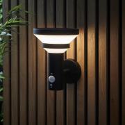 Hamlet Glass Solar Powered Outdoor Wall Light In Matt Black