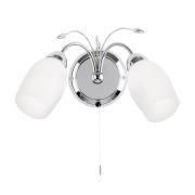 Morristown 2 Light Glass Twin Wall Light In Chrome And White