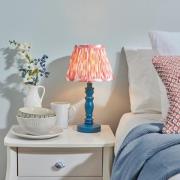 Laredo  Pink 20cm Shade Wood Table Lamp In Marlin Blue