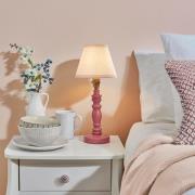 Lenoir Vintage White 16cm Shade Wood Table Lamp In Pink Clay