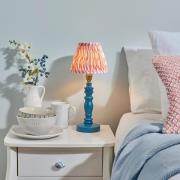 Riyadh  Pink 16cm Shade Wood Table Lamp In Marlin Blue