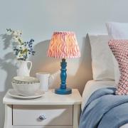 Riyadh  Pink 20cm Shade Wood Table Lamp In Marlin Blue