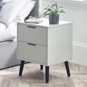 Akron Wooden Bedside Cabinet With 2 Drawers In Silk Grey