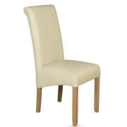 Seguin Faux Leather Dining Chair In Cream With Oak Legs