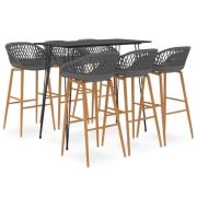 Pullman Black Wooden Bar Table With 6 Metal Stools In Grey Oak