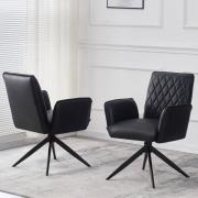 Elkin Black PU Leather Dining Chairs With Metal Legs In Pair
