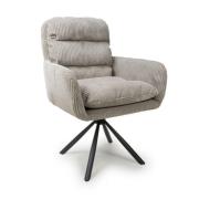 Cadott Swivel Corduroy Fabric Dining Chair In Mink