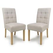 Mendoza Natural Fabric Dining Chairs With Natural Legs In Pair