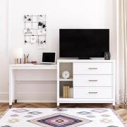 Waller 3 In 1 Wooden TV Stand With 3 Drawers In White