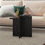 Benton Wooden Side Table In Black Faux Marble Effect