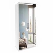 Olathe Mirrored Wooden Wardrobe With 2 Doors In White