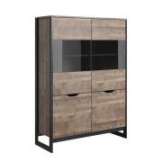 Arvada Wooden Display Cabinet With 4 Doors In Grande Matera Oak