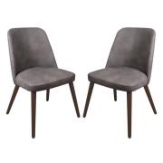 Avelay Vintage Steel Grey Faux Leather Dining Chairs In Pair