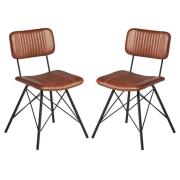 Dinas Bruciato Genuine Leather Dining Chairs In Pair