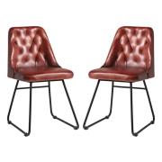 Hayton Vintage Red Genuine Leather Dining Chairs In Pair