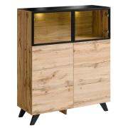 Torino Wooden Display Cabinet With 4 Doors In Wotan Oak