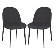 Vacaville Dark Grey Velvet Fabric Dining Chairs In Pair