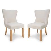 Clifton Linen Fabric Dining Chairs With Oak Legs In Pair