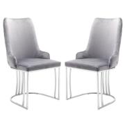 Burma Silver PU Leather Dining Chairs With Steel Frame In Pair