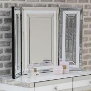Laughlin Mirrored Dressing Mirror In Silver And White Gloss