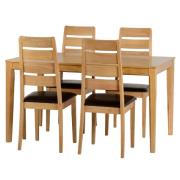 Ladson Wooden Dining Table With 4 Chairs In Oak And Brown