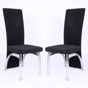 Pooler Black Velvet Dining Chairs With Chrome Frame In Pair