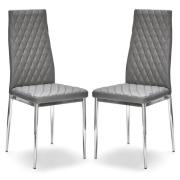 Laurel Grey Faux Leather Dining Chairs With Chrome Frame In Pair