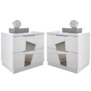 Victoria Matt White Wooden Bedside Cabinets In Pair