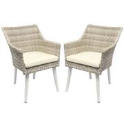 Arlo Cream Rattan Dining Chairs In Pair