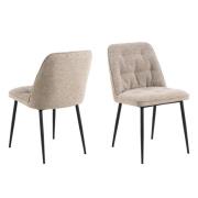 Bilbao Beige Fabric Dining Chairs With Black Legs In Pair