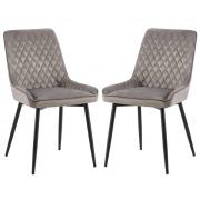 Niles Grey Velvet Dining Chairs With Black Legs In Pair