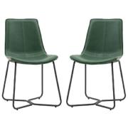 Holland Green PU Leather Dining Chairs With Black Frame In Pair