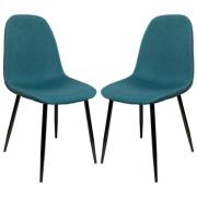 Simons Teal Fabric Dining Chairs In Pair