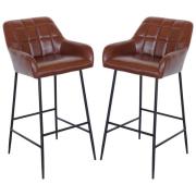 Felton Brown PU Leather Bar Stools In Pair