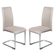 Gilroy Champagne PU Leather Dining Chairs In Pair