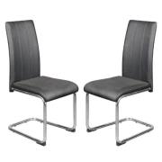 Gilroy Dark Grey PU Leather Dining Chairs In Pair