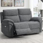 Hialeah Fabric Electric Recliner 2 Seater Sofa In Dark Grey