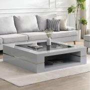 Cyndy High Gloss Coffee Table In Grey With Black Glass Top