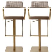 Turlock Mocha Leather Fabric Bar Stools In Pair